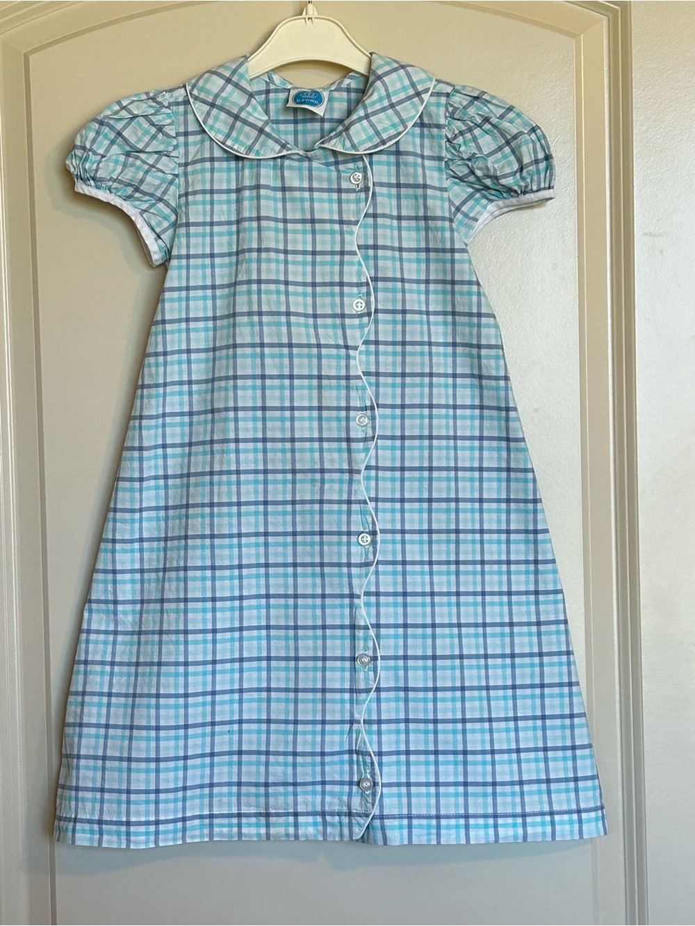 Sz6 Krewe Kids Plaid Scallop Collar Dress